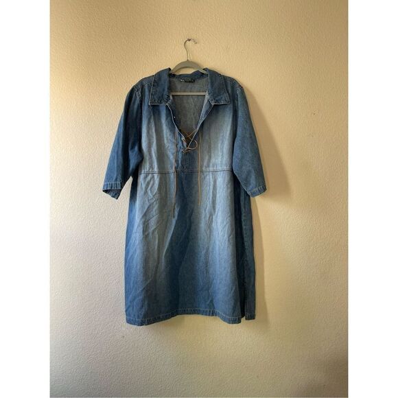 Vintage Y2k denim lace up mini dress size‎ 24 - Picture 1 of 7